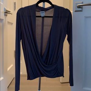 Haute Hippie Charcoal Grey Wrap Top.